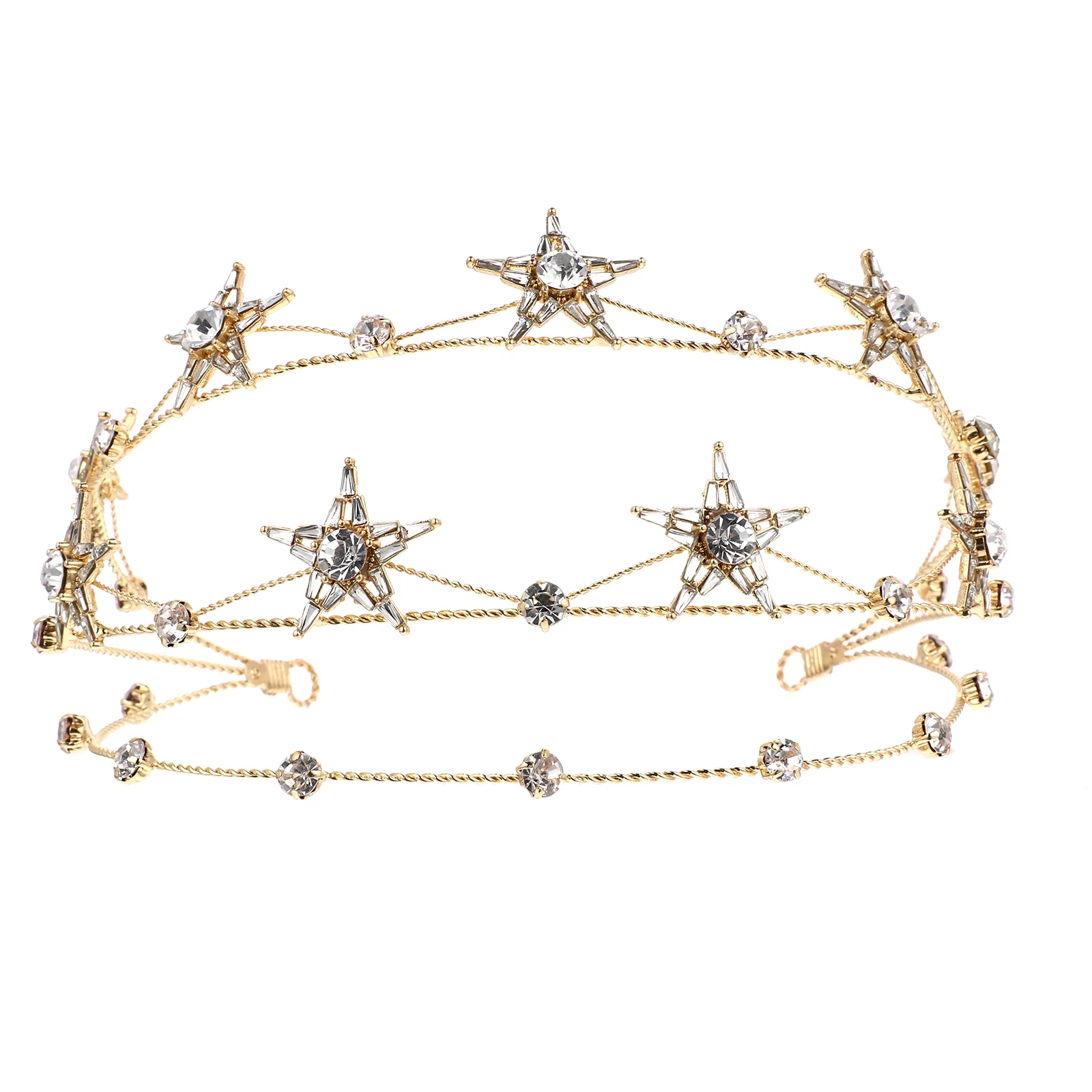 

Star Wedding Tiara Bridalcrystal Hair Women Headband Headpiece Gold Rhinestone Stars Bride Tiaras Headbands Goddess Jewelry