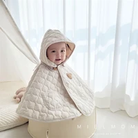 newborn baby cloak soft comfortable cotton solid color cute little bear print hug quilt go out windproof keep warm hooded shawl