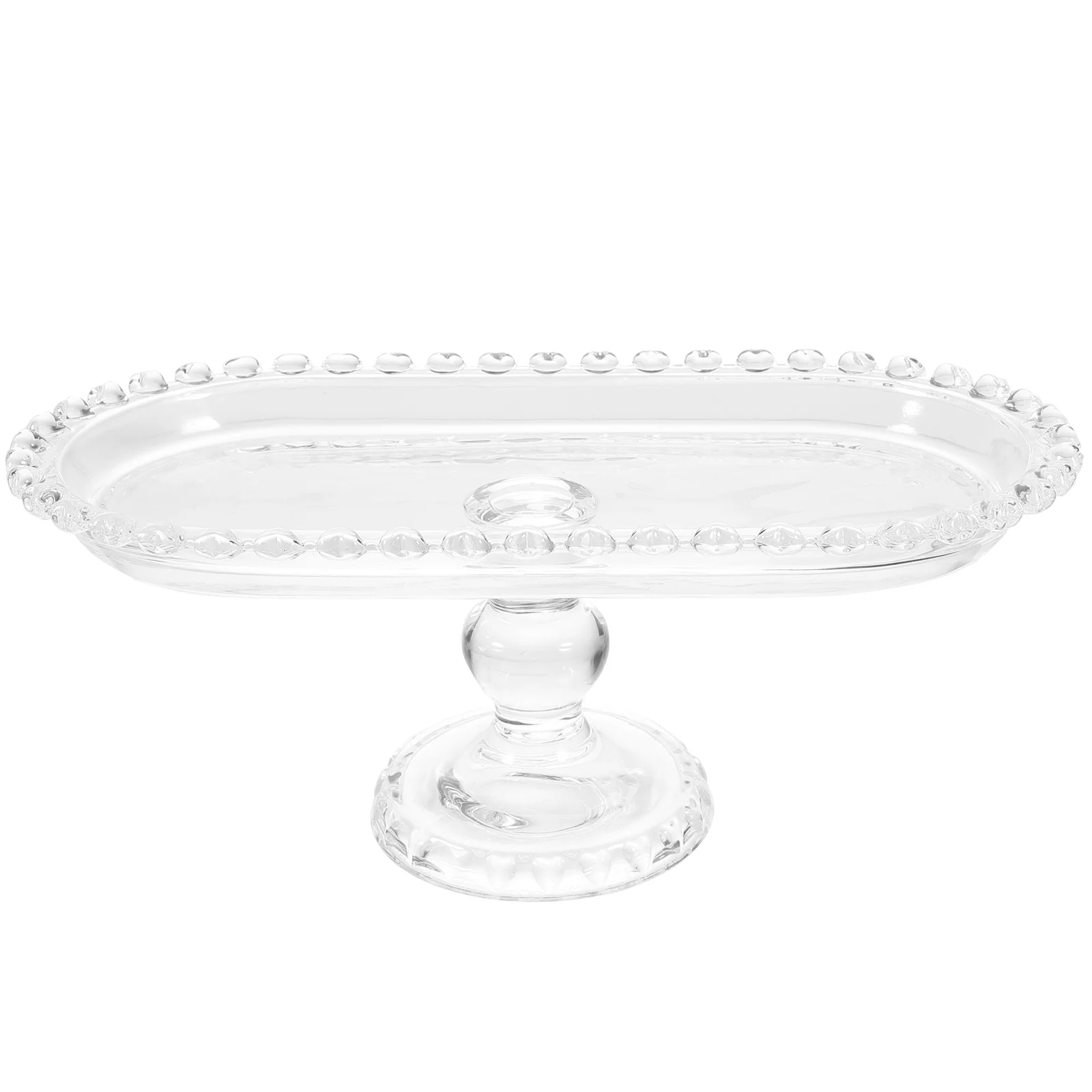 

Appetizer Serving Tray Multipurpose Glass Snacks Plate Candy Footed Bowl Oval Cake Stand Food Dessert Fruit Afternoon Tea