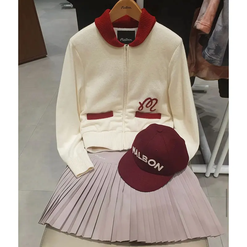 

Korean New Golf Women's Cashmere Coat Fashion Leisure Warm Golf Knitted Sweater Sports ;ladies Zipper Up Cardigan Sweater