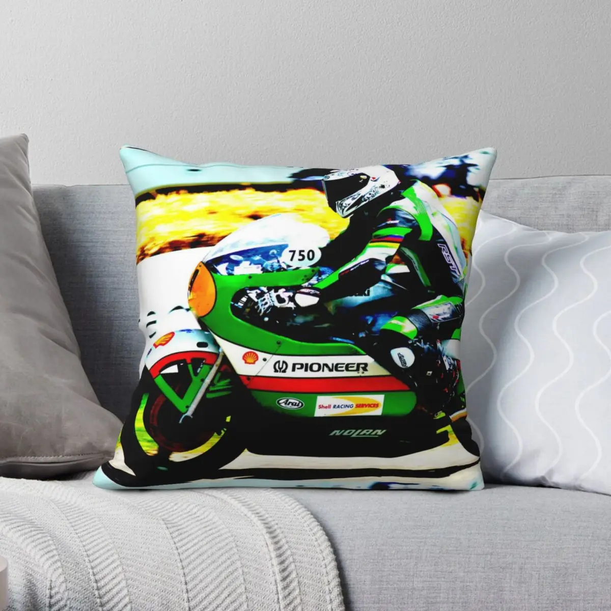 

Motorbike Racing Square Pillowcase Polyester Linen Velvet Pattern Zip Decor Throw Pillow Case Bed Cushion Cover 45x45