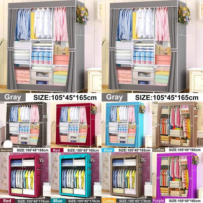 

Simple DIY Wardrobes Clothes Closet Cabinet Non-woven Wardrobe Dustproof Folding Clothing Storage Cupboard Bedroom Furniture