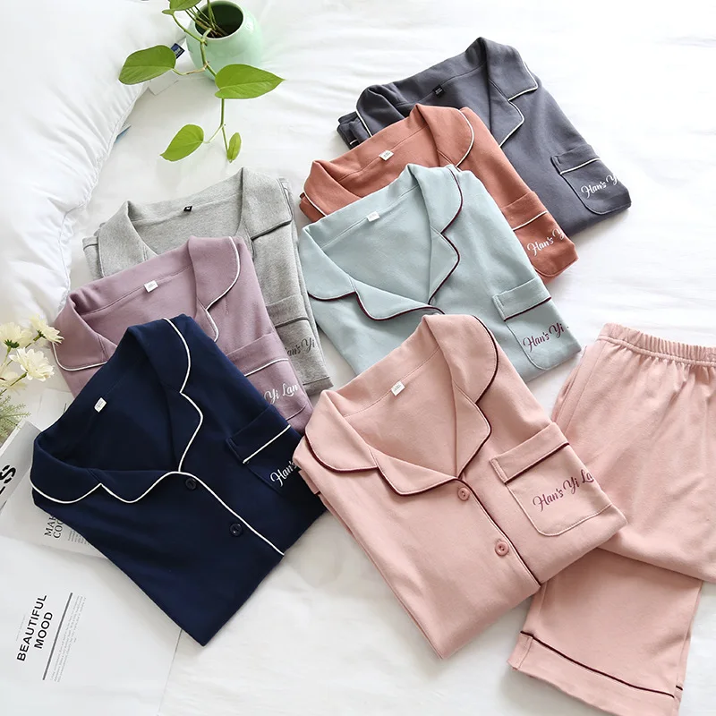 Women Cotton Pajamas Set Long Sleeve Long Trousers Multi Colors Pajamas for Women Thickening Homewear Suit Pyjama Sleepwear