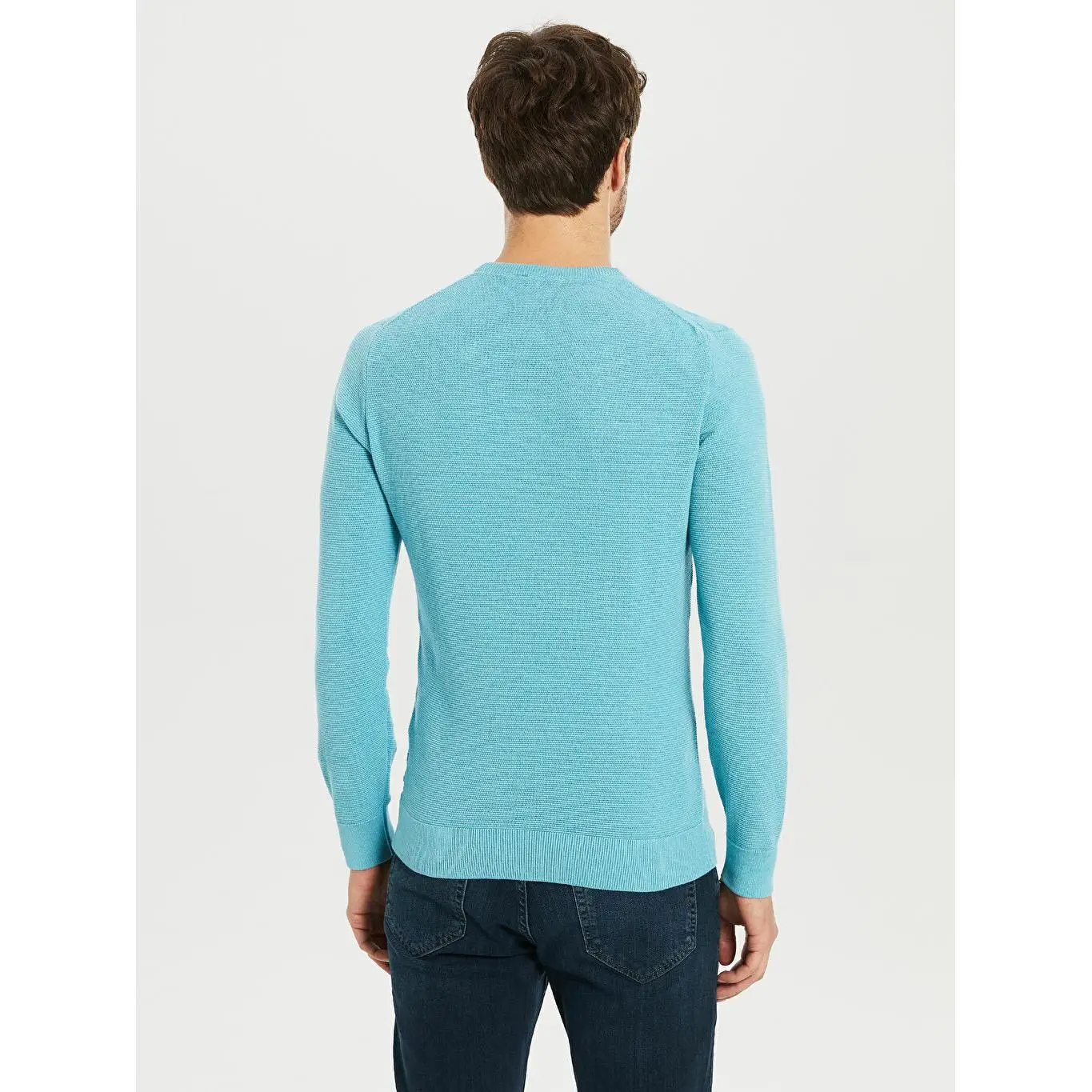 Базовый зеленый свитер с велосипедным воротником 9W4627Z8-DWY | Мужская одежда