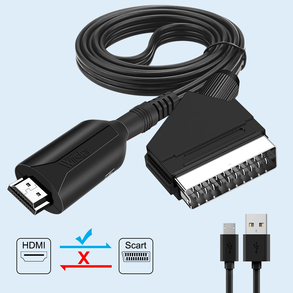 HDMI to SCART Adapter Video Audio Upscale Converter PAL/NTSC