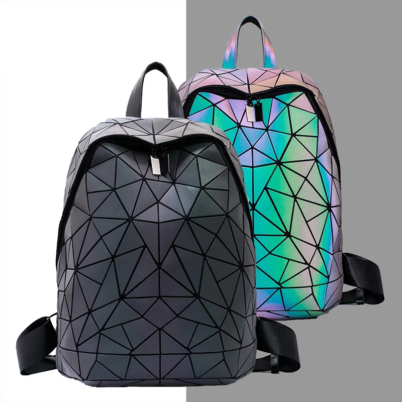 

Geometric Luminous bag Sequins Female Backpack travel Geometric Women School Backpack For Teenage girls mochila feminina