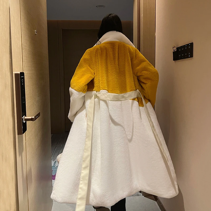 Thick Warm Winter Jackets Women 2022 Faux Fur Cotton Lining Long Coat Female New Casual Fashion Sweet Outwaear Winter Clothing