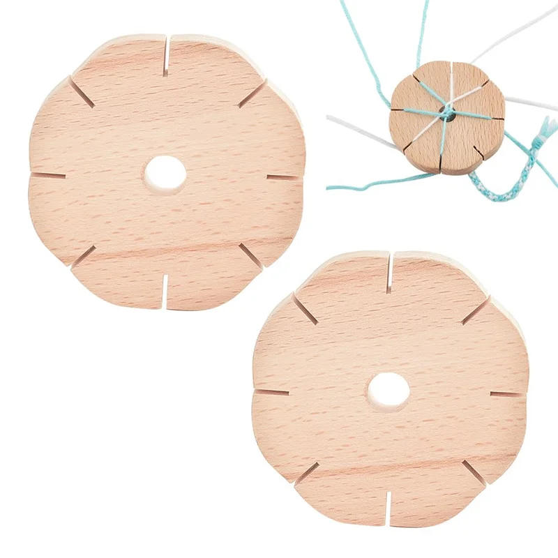 Деревянная веревочная оплетка круглый браслет вязание Kumihimo диск лоток плетеный