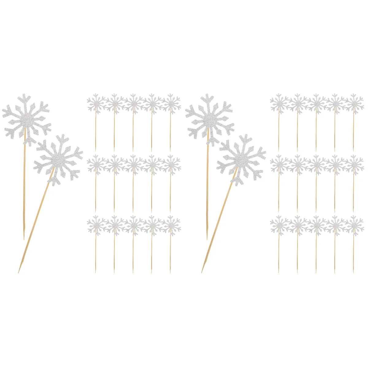 

200 Pcs Snowflake Flag Birthday Party Decorations Supplies Cupcake Picks Cupcakes Dessert Topper Ornaments Paper Inserts