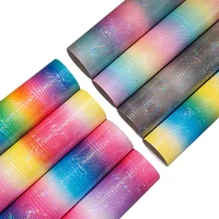iridescent embossed faux leather sheet holographic woven texture fabric for sewing bow decoration box craft diy material30135cm