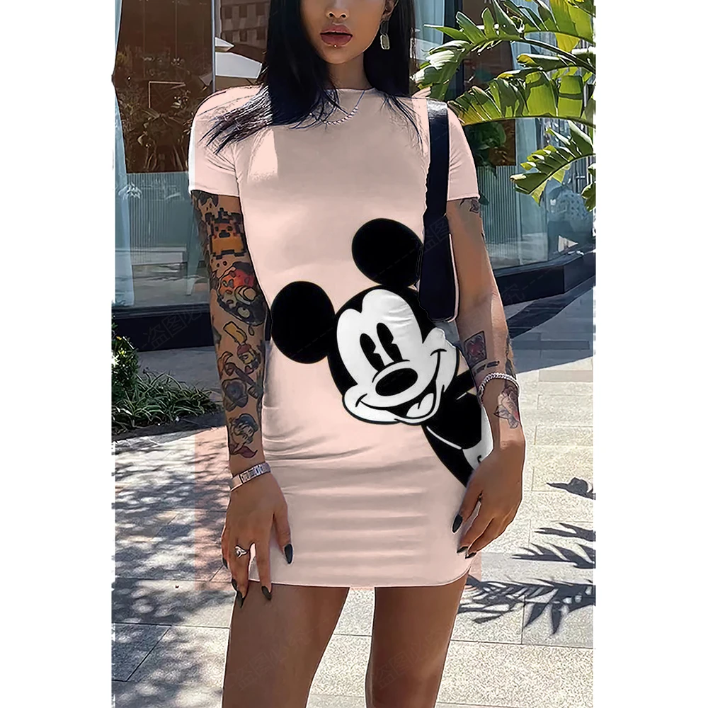 

Disney Minnie Dress Women Print Skinny Pack Hip Dress Original Design Women Mini Sexy Short Dress vestidos ropa mujer