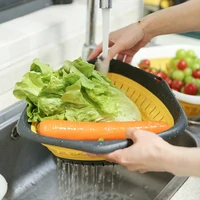 drain basket for fruit vegetable cleaning foldable strainer basket multi functional plastic cleaning basin