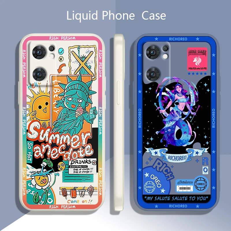 

Hot Trend Luxury Poster Phone Case For OPPO Find X5 X3 Lite F21 A96 A94 A93 A77 A76 A74 A72 A57 A53S A16 Liquid Rope