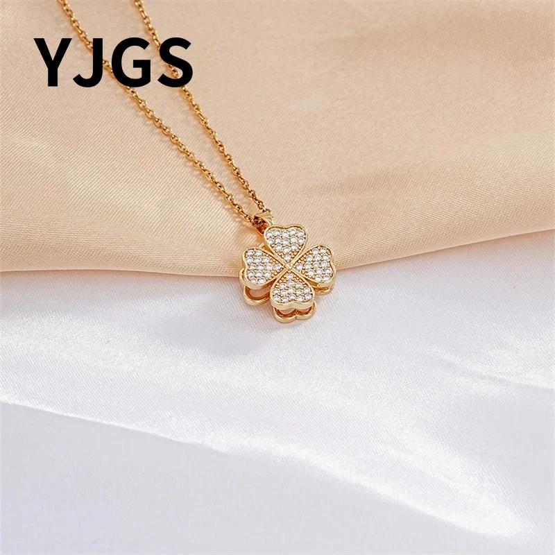 YJGS 1 изысканный и модный медный набор с Цирконом ожерелье маленьким цветком