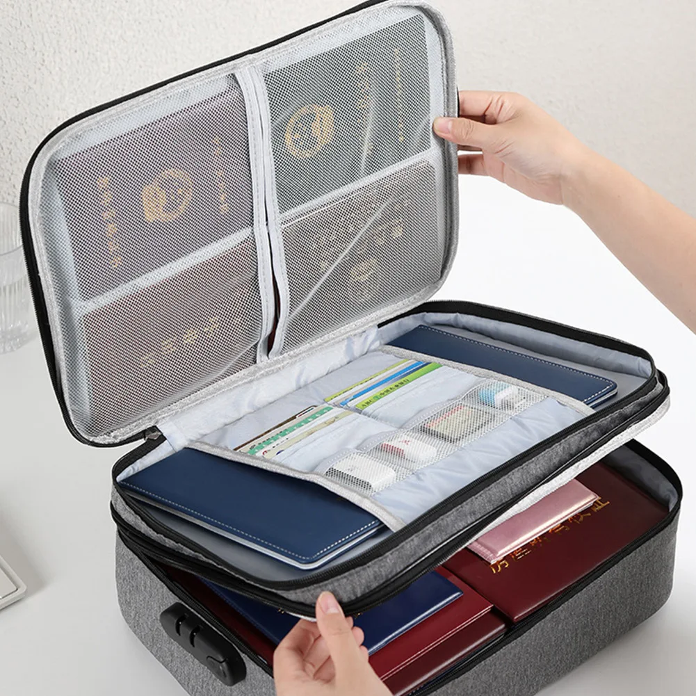 

Multi-Layer Document Storage Bag Certificate File Organizer Case Family Large Capacity Document Card Passport Bag Briefcase