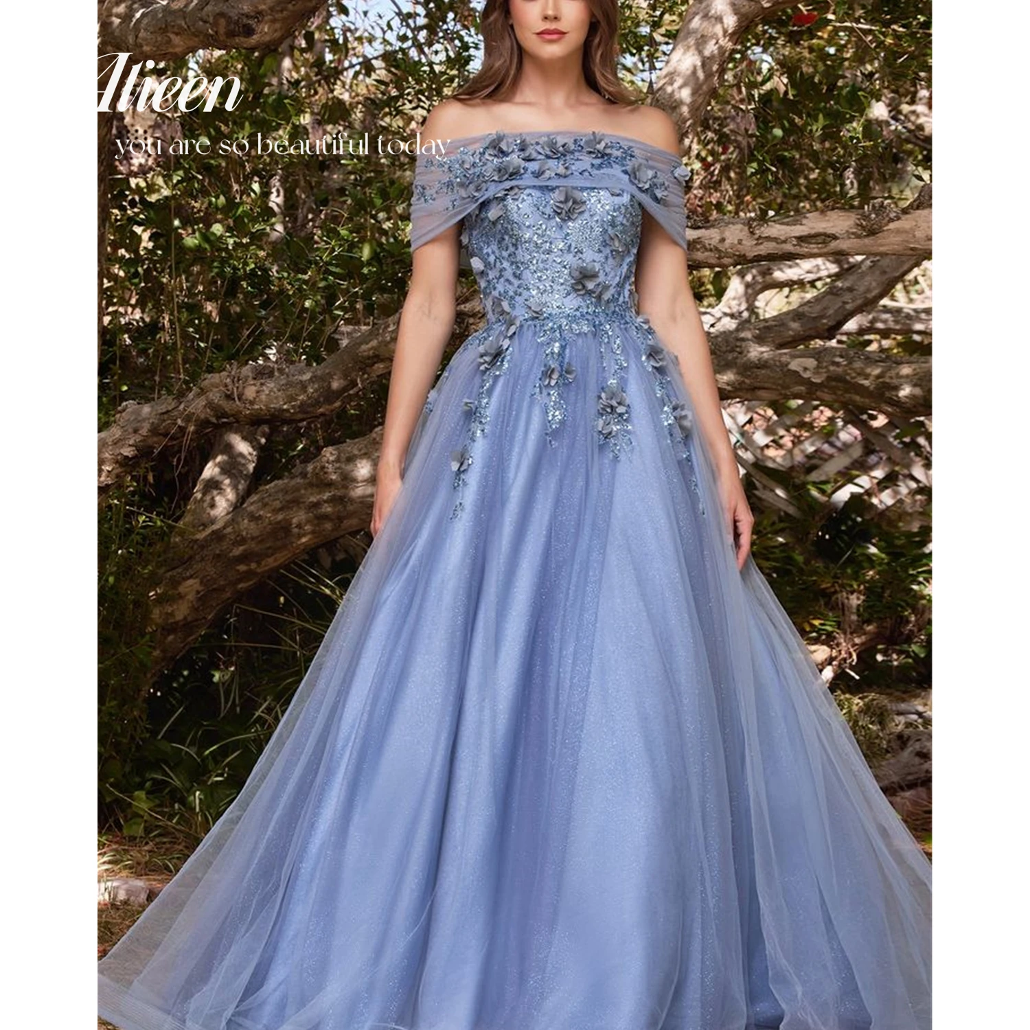 

Embroidery Graduation Dresses for Weddings Woman Elegant Guest Sweetheart Prom Dresses 2023 Skirt Aileen Chiffon Blue Graduate