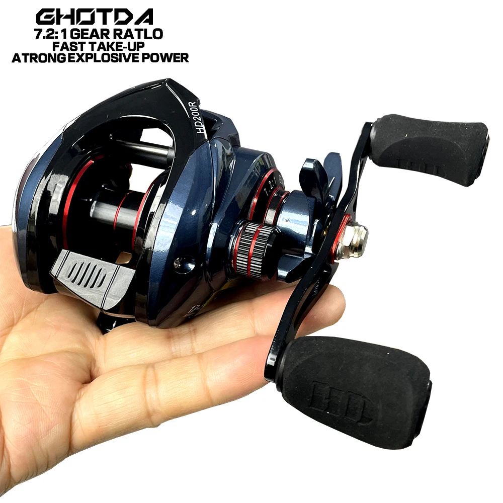 

GHOTDA Baitcasting Fishing Reel 7.2:1 Ultra-Linght MAX Drag Power 8KG Long Casting Carp Fishing Wheel