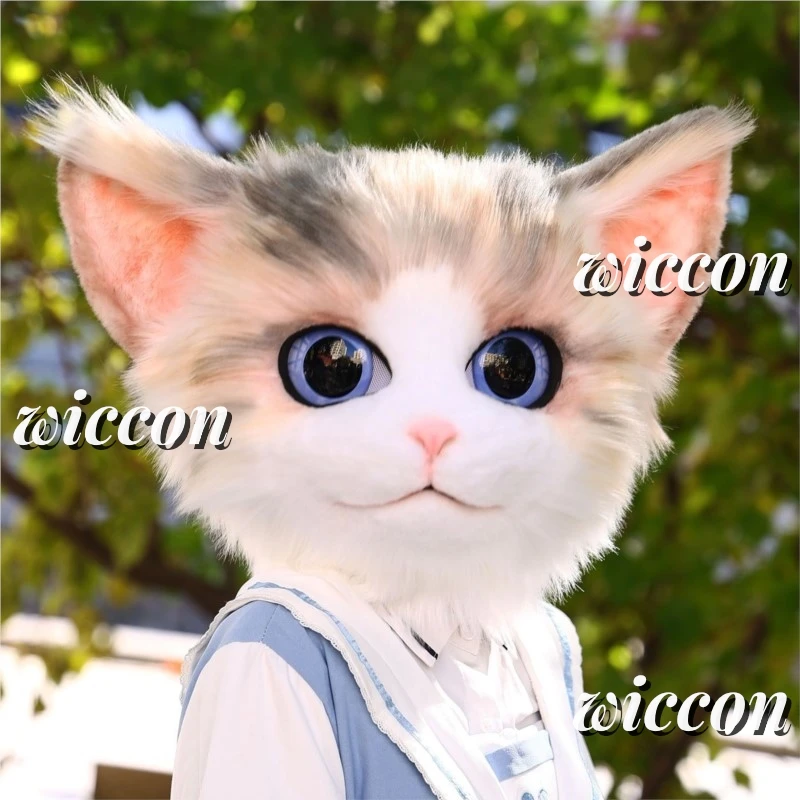 Косплей Костюм Аниме Персидский Кот Меховой Голова Пушистая Маска Комплект
