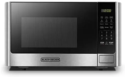 

Microwave Oven with Turntable Push-Button Door, Child Safety Lock, Stainless Steel, 0.9 Cu Ft