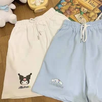 kawaii sanrio kuromi cinnamoroll printing casual sports shorts elastic band m xl size anime cartoon fashion girls birthday gift