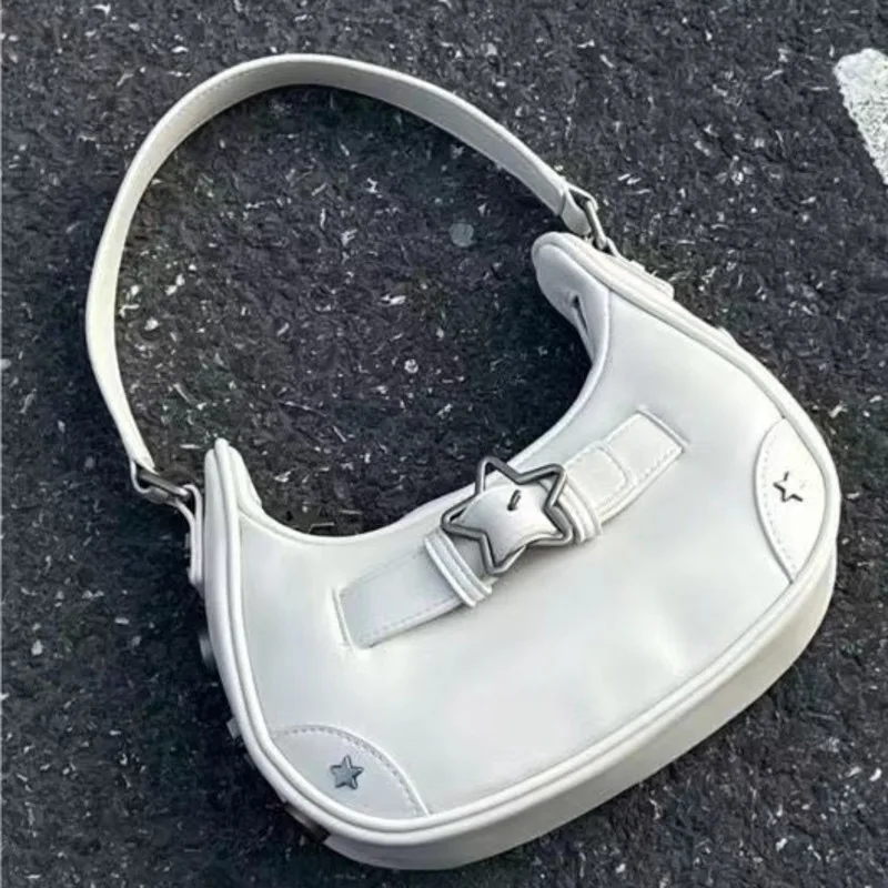 

Fashion Cute Bag Denim Star Underarm Shoulder Bag Cool Y2K Vintage Hangbags For Women Canvas Tote Bags Purses Ladies PU Leather