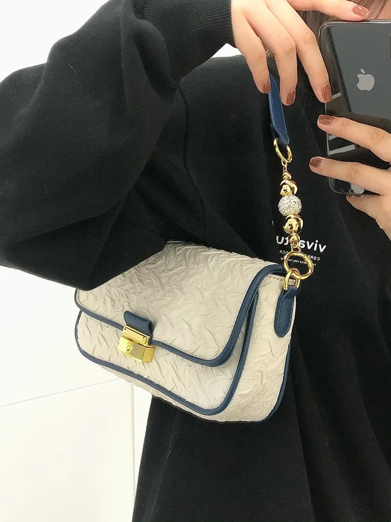 

Сумка на плечо Женская Плиссированная, саквояж кросс-боди в подмышку, роскошный модный чемоданчик, мессенджер, 2023