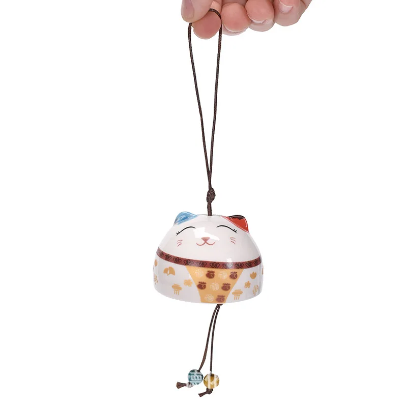 

Ceramic Japanese Style Wind Chimes Lucky Bells Hanging Decorations Birthday Presents Creative Cute Lucky Cat Bell Pendant