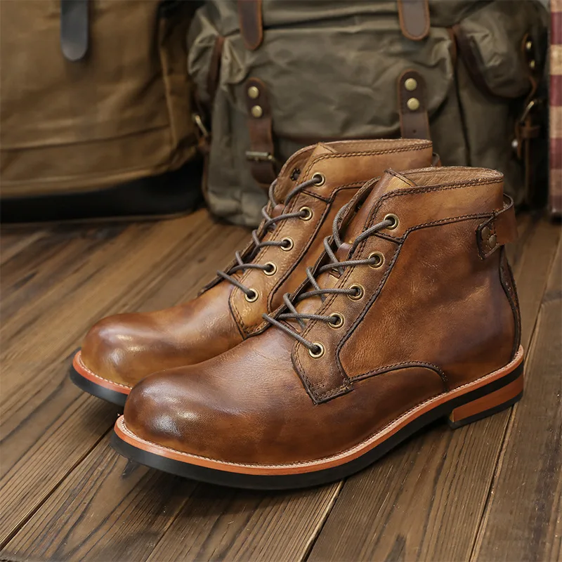 Мужские ботинки-мартинсы AMEKAJI кожаные ботинки для инструментов мотоциклетная