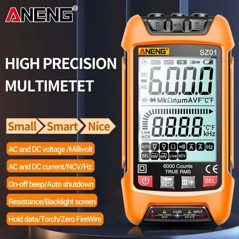 ANENG SZ01 SZ02 Smart Digital Multimeter Handheld Multifunctional High Precision Electrician Maintenance Instrumen Temp Resistan