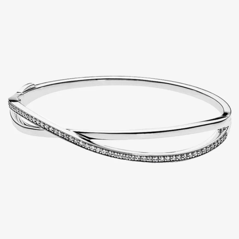 

925 Sterling SilverPanNew Style With Crystal Cz Cross Star Ring Bracelet Fit Charm Bracelets Women Jewelry