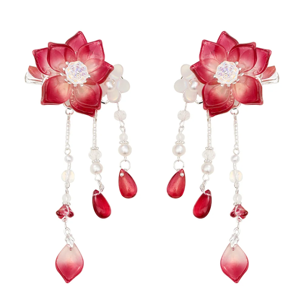 

Tassel Trim Hair Accessories Flower Hairpin Kid Gifts Chinese Style Clamps The Flowers Pins Children Clips Han Clothing