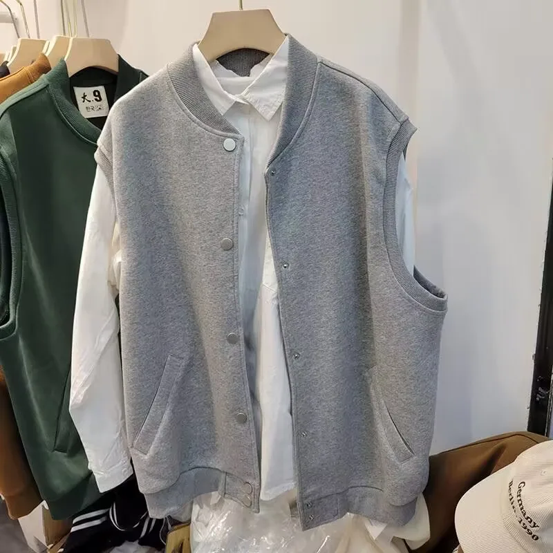 

WOMEN Vest Sleeveless Jacket Cotton Cardigan Designer Outdoor Sports Outerwear Fashion Loose Spring and Autumn Streetwear