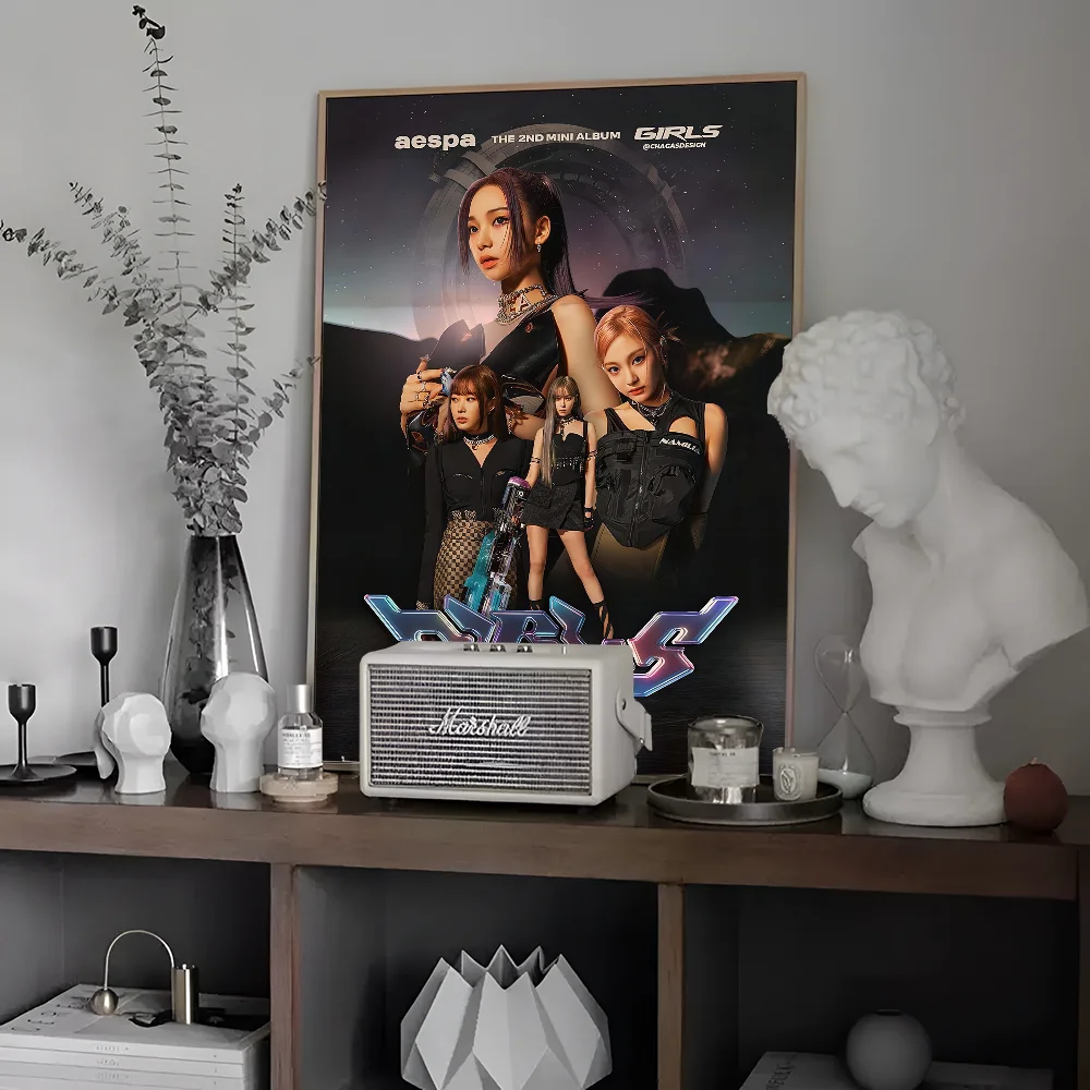 Kpop A-Aespa классические винтажные постеры наклейки для декора комнаты бара кафе