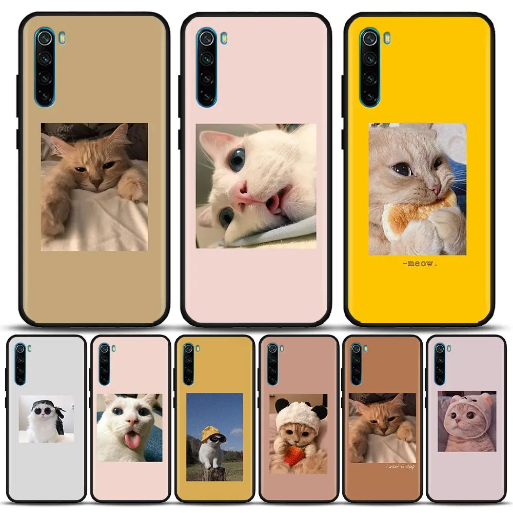 

Cute Charming Kitten Cat Mobile Phone Shell for Redmi Note 10 11 11S 11E 7 8 8T 9 9S 9T Pro Plus 4G 5G Soft Case Cover Shell