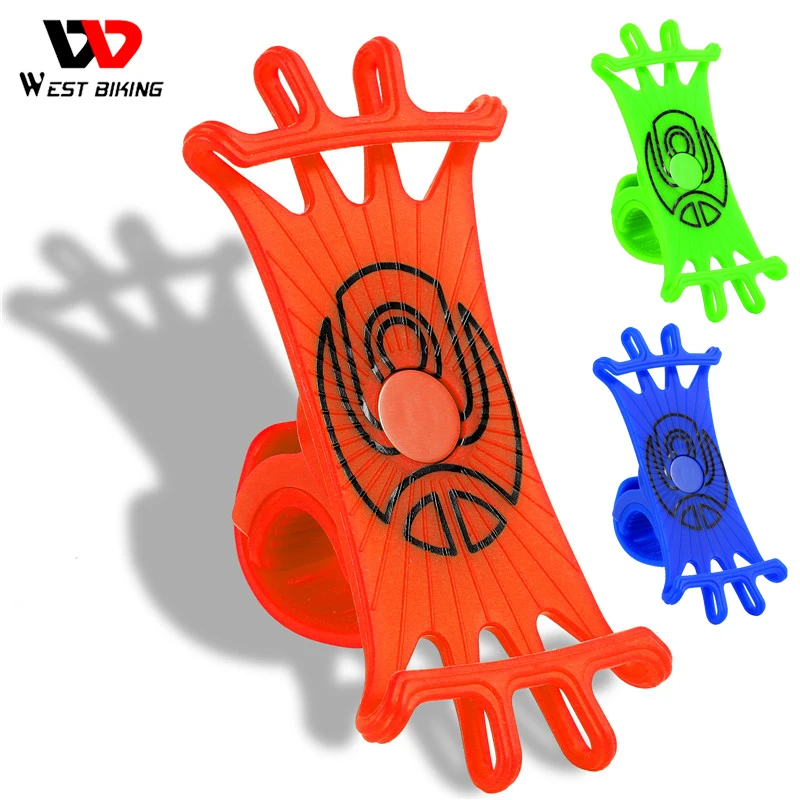 

WEST BIKING Silicone Bicycle Phone Holder 360° Adjustable BMX Scooter Motorcycle Phone Stand Easy Installation Bike Accessories