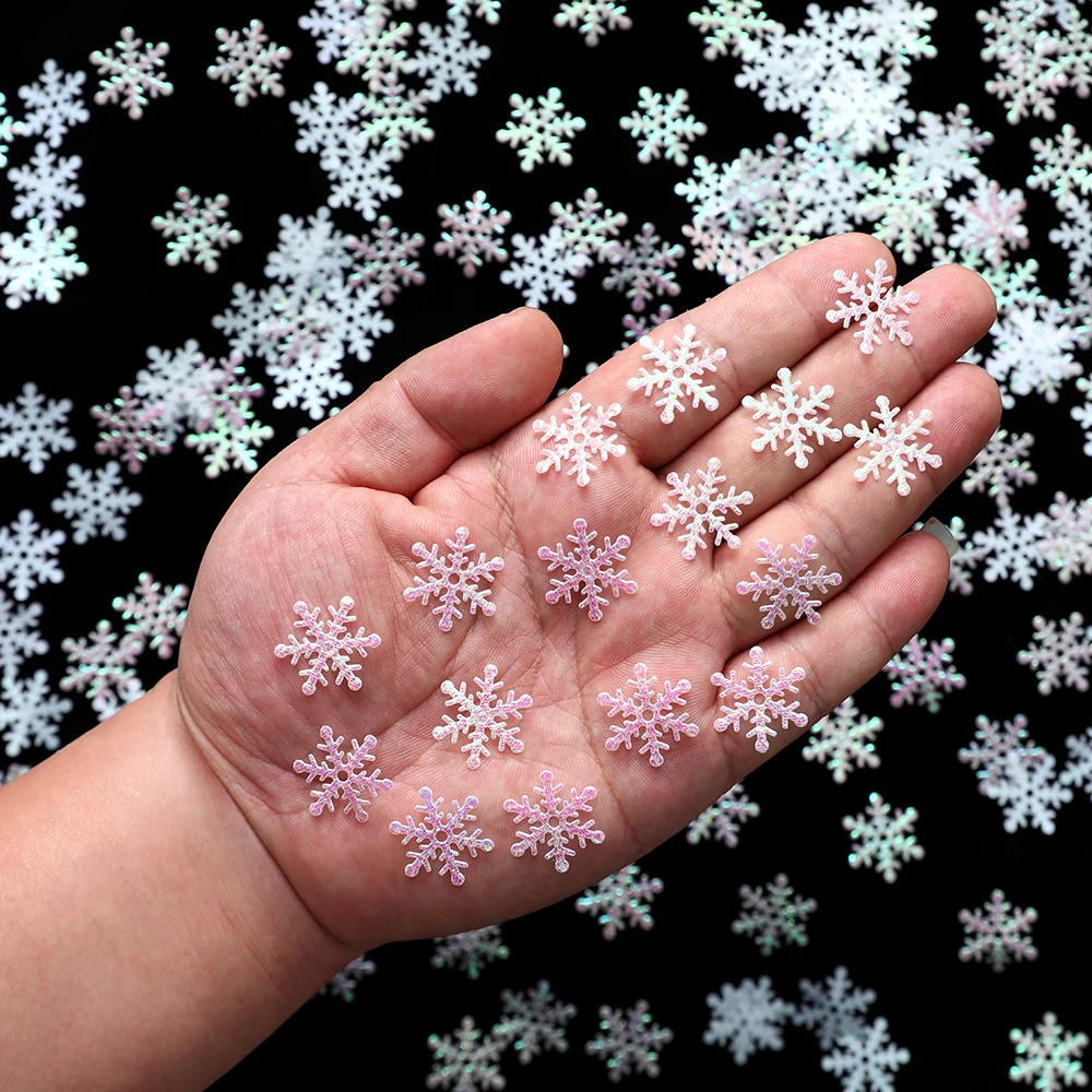 

300pcs 2cm Christmas Artificial Snowflakes Confetti Xmas Tree Ornaments Navidad Decorations for Home Wedding Party Cake Decorati