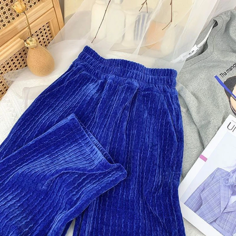 Осенне-зимние женские брюки синель тонкие вельветовые свободные повседневные