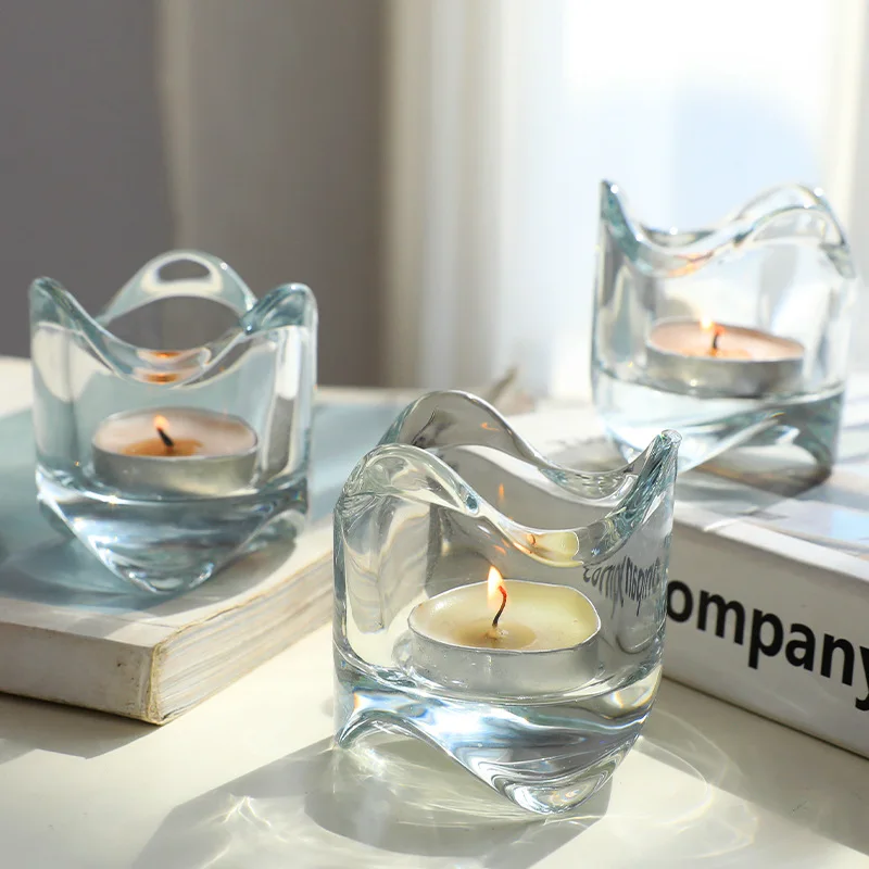 

Minimalism Style Glass Candle Holders for Tealight Simple Glass Candlesticks Table Decoration Candle Stand