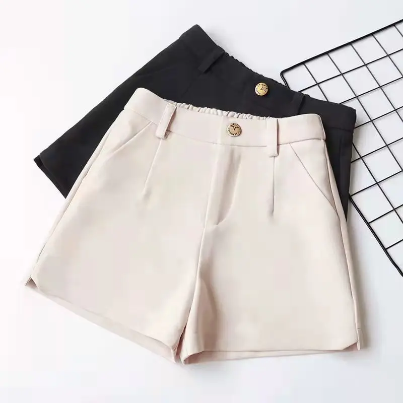 

Sungtin Office Lady High Waist Shorts Women Wide Leg Short Pants Korean Fashion Summer Shorts Black Elegant Woman Clothes 2022