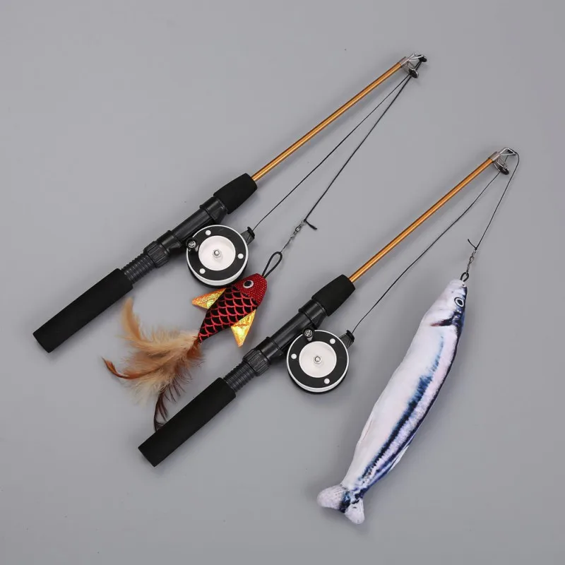 

Pet Cat Teaser Feather Toys Kitten Funny Retractable Rod Cat Wand Toys Fishing Pole Pet Cat Toys Interactive Stick Cat Toys