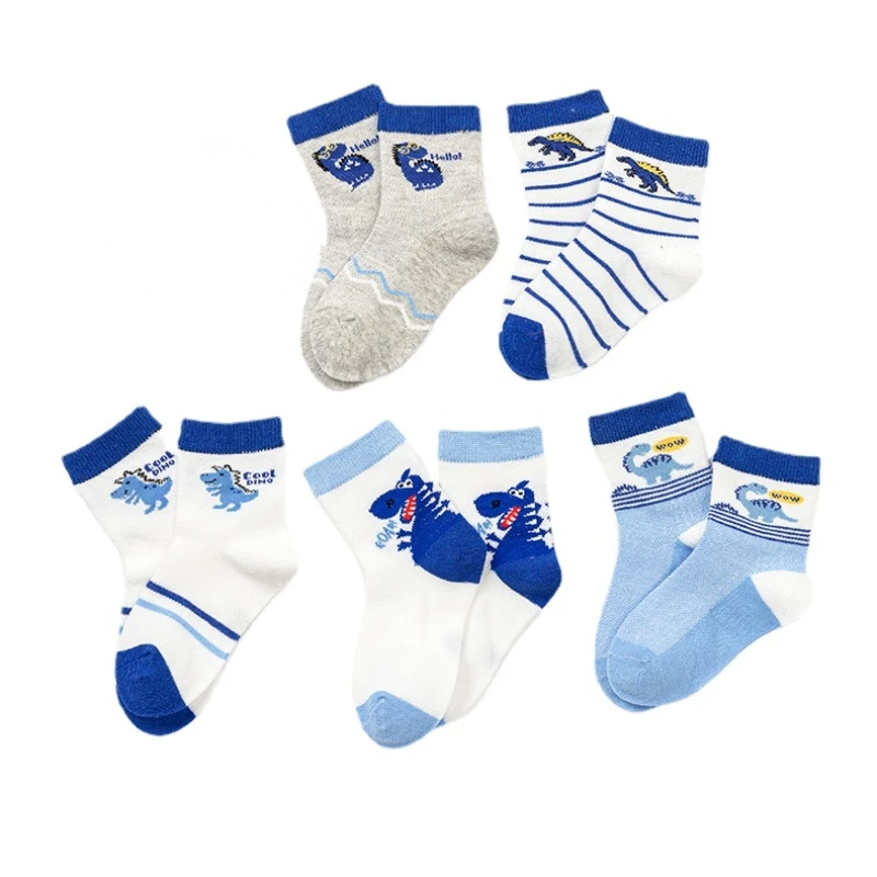 

5 Pair Summer Children's Socks Summer Baby Socks Cartoon Dinosaur Spring Cotton Socks Girls Boys Sock