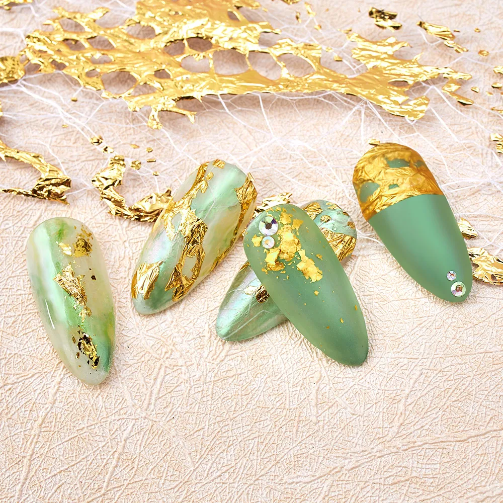 1 коробка 3D сетчатые наклейки из золотой и серебряной фольги несимметричные