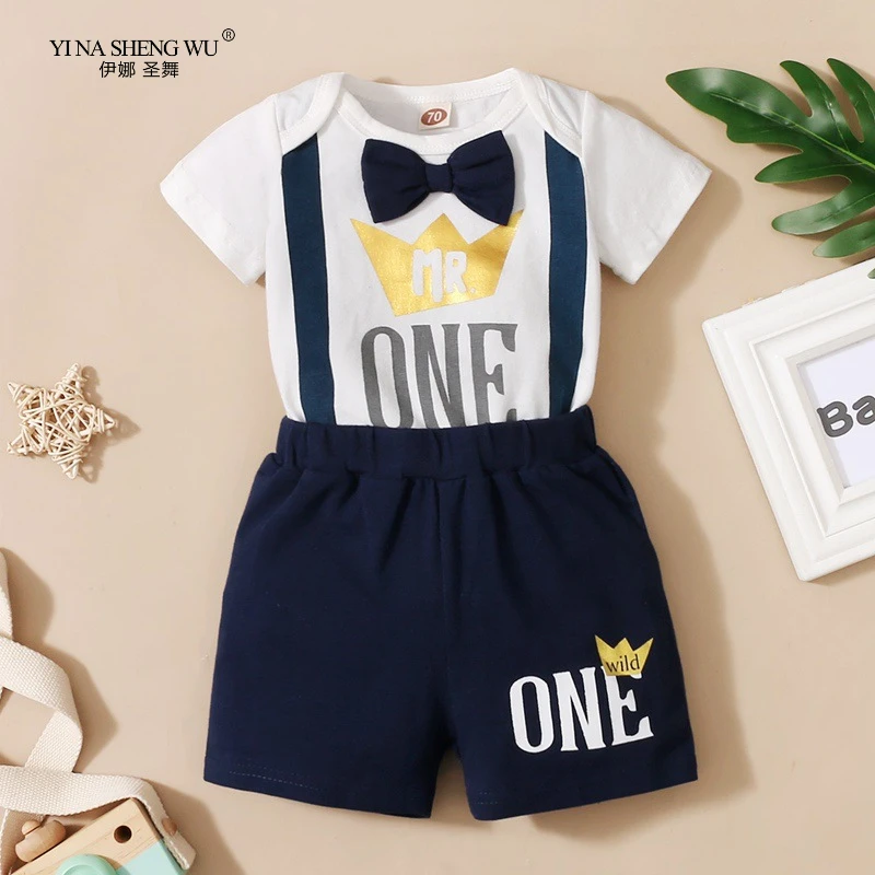 

Kids Boys Cartoon Print Baby Bodysuits Short Sleeve Top Pants Set Costume Newborn Boy Clothes Baby's Onesie Jumpsuit Clothing
