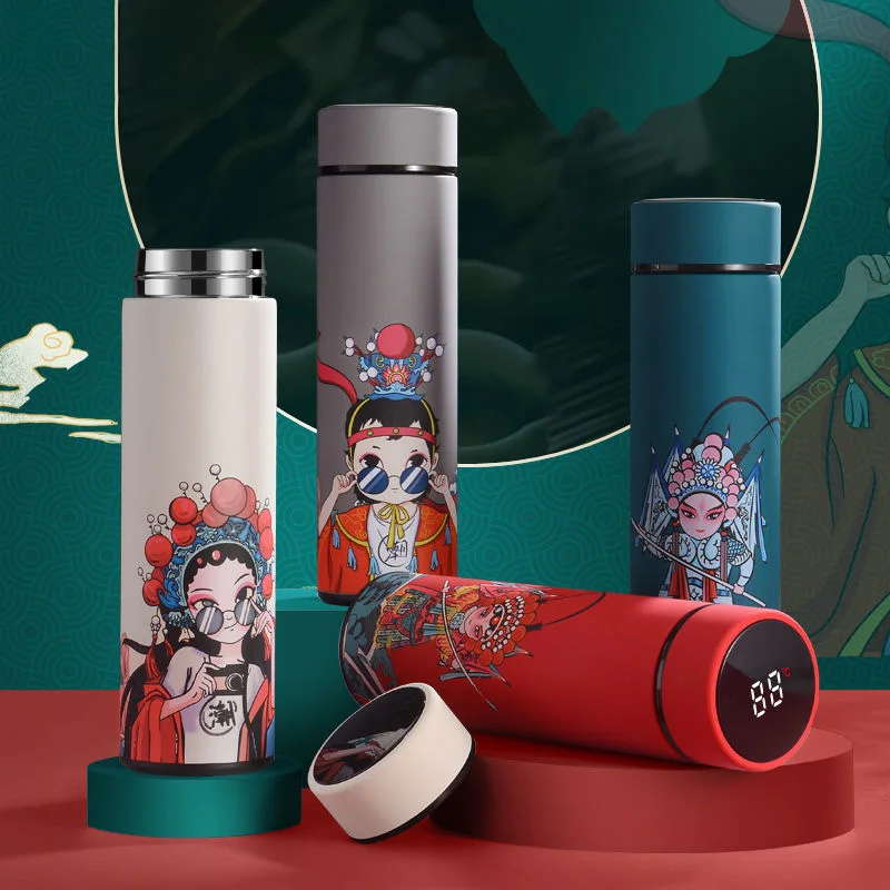 

Intelligent Thermos Cup Chinese Style Fashion Portable Water Bottle Temperature Display Temperaturled 304 Stainless Steel Mug