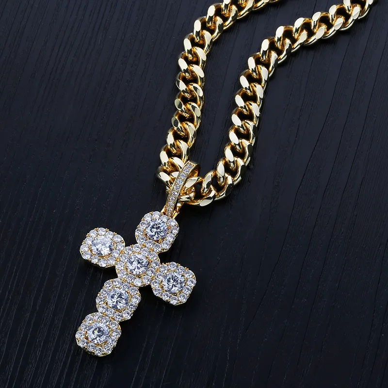 Хип-хоп микроасфальтированные квадратные AAA кубический цирконий Bling Ice Out крест