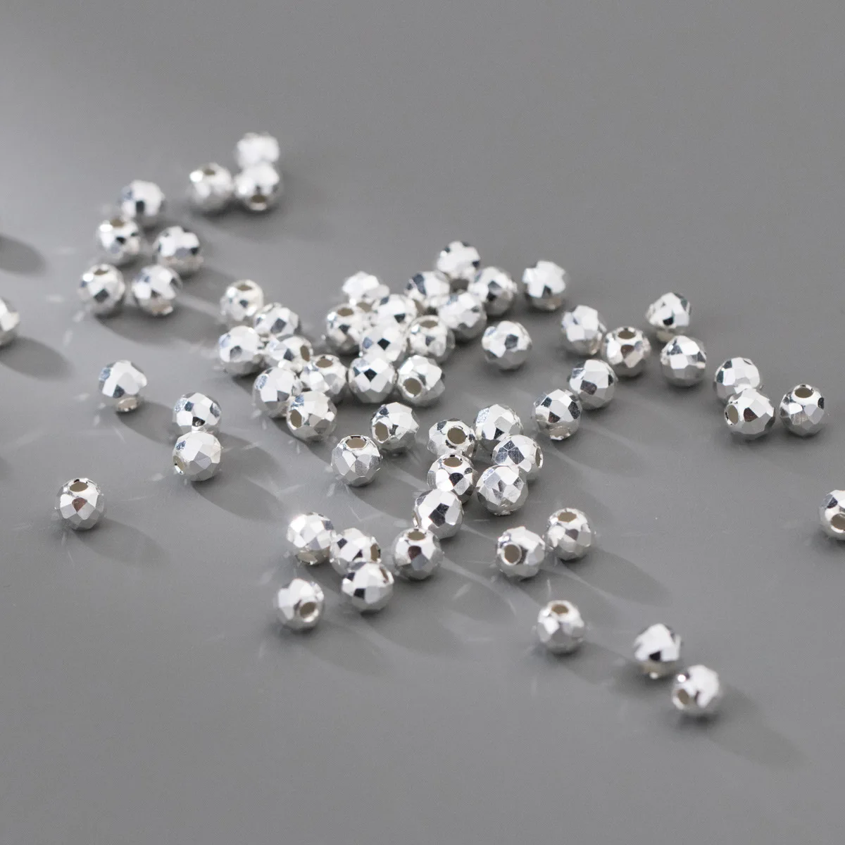 

5pcs/Lot 925 Sterling Silver Small Faceted Loose Beads 2.5mm 3.5mm 5mm Handmade Geometry Silver Bead Spacers DIY Jewelry Making