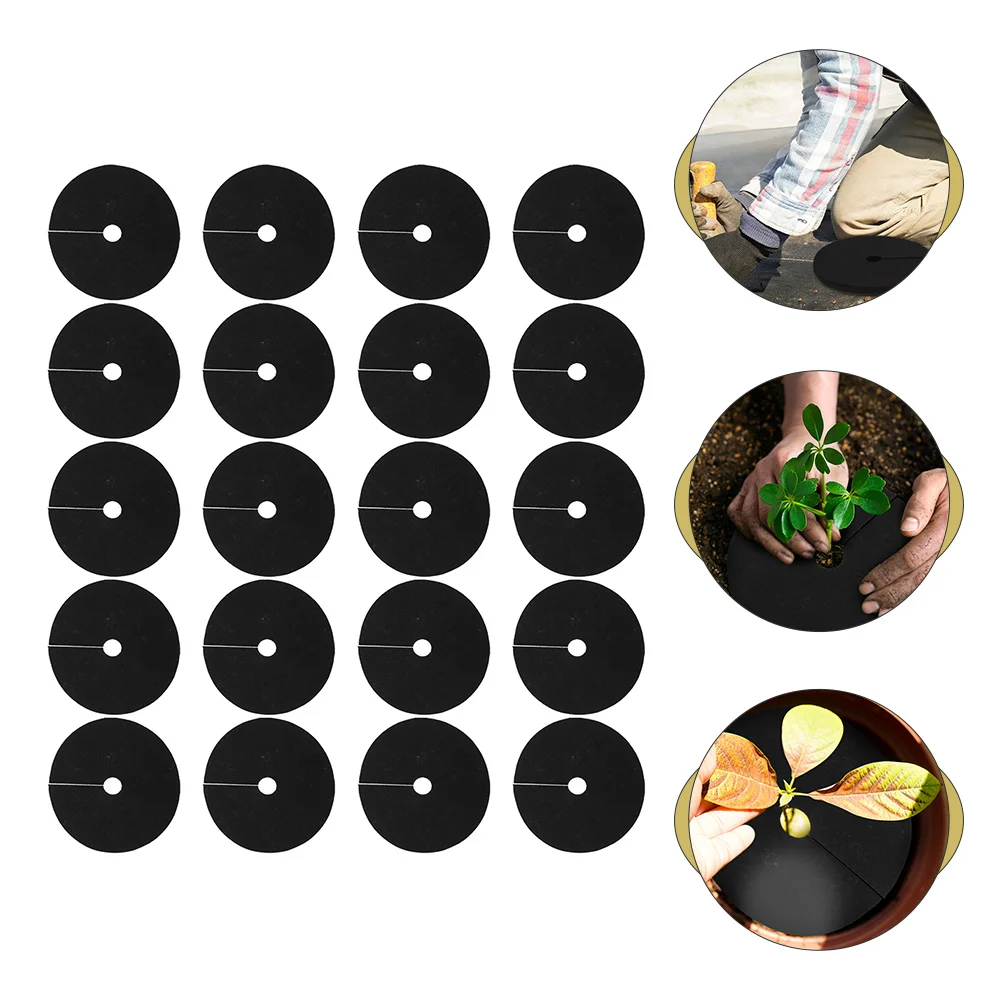 

20 Pcs Ground Cloth Anti- Ring Weed Control Garden Tree Fabric Non-woven