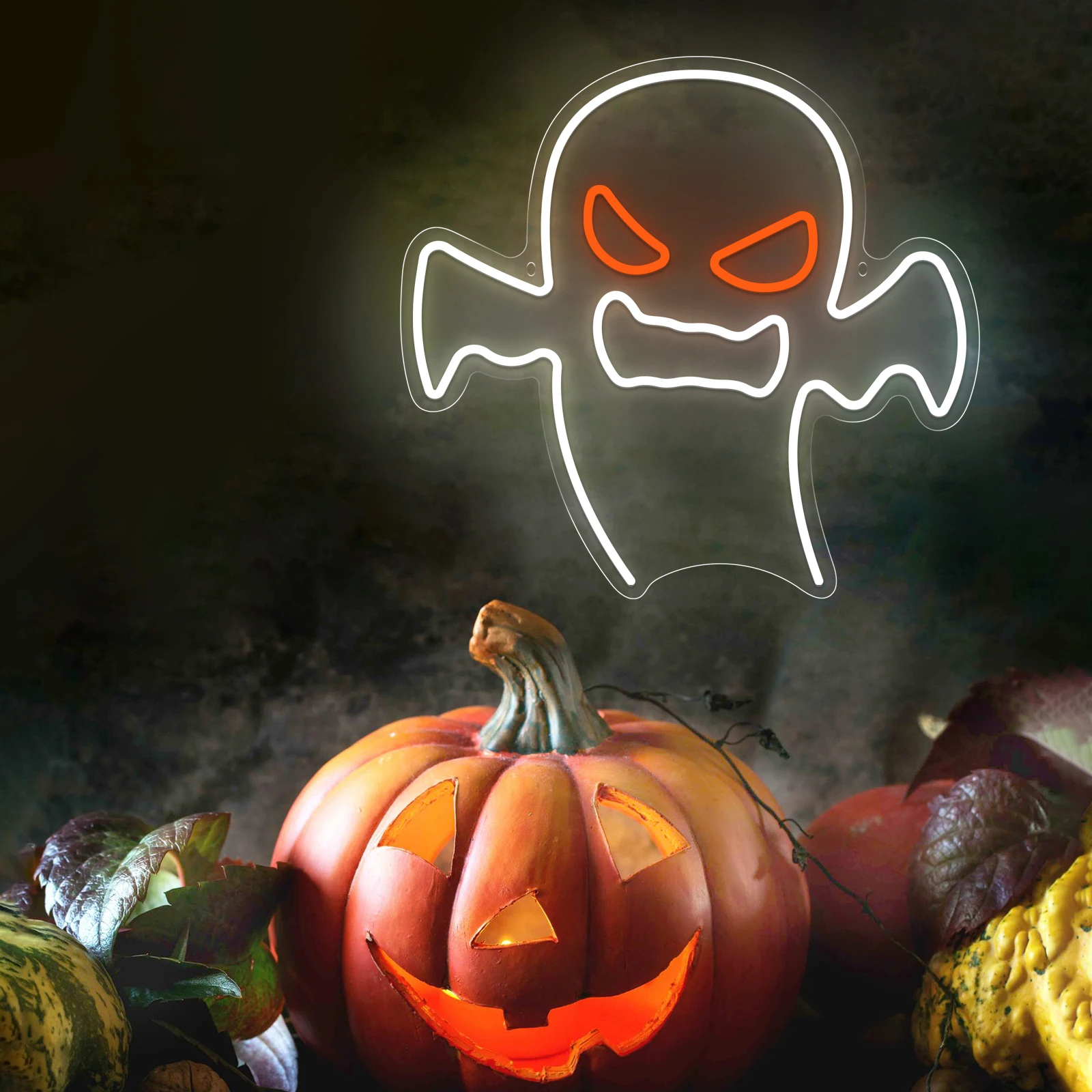 Неоновая Вывеска С Призрачным Дизайном И Питанием От USB Регулируемая Яркость