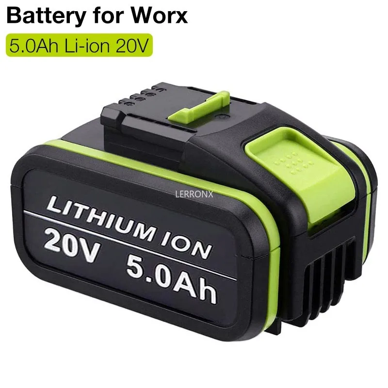 Сменная литий-ионная аккумуляторная батарея 20 в 5,0 Ач для Worx WA3551, WA3553, WX390, WX176, WX550, WX386, WX373, WX290, WX800, WU268 Сменная литий-ионная аккумуляторная батарея 20 в 5,0 Ач для Worx WA3551, WA3553, WX390, WX176, WX550, WX386, WX373, WX290, WX800, WU268