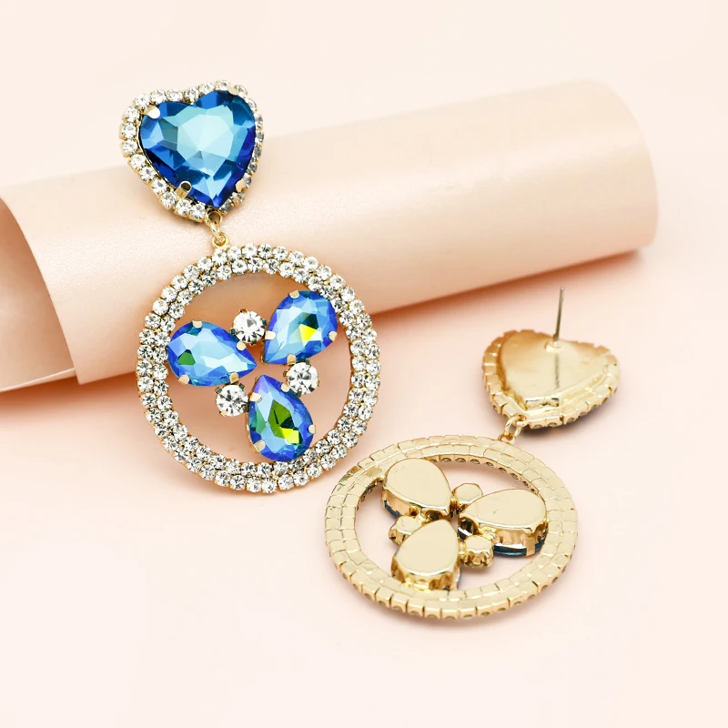 

EASYA Exaggerated Holiday Luxury Women's Crystal Earrings Vintage Jewelry Wholesale Items for Business Wedding Bridal Accessorie